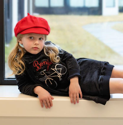 Black Velour Hooded Bonjour Dress 