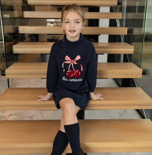 Navy Les Cerises Dress