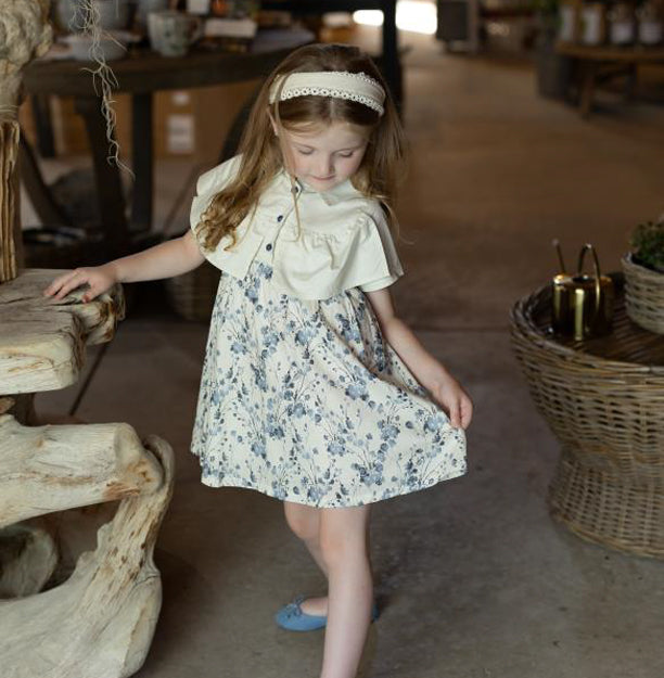 Blue Floral Cape Dress