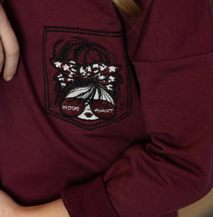 burgundy Mode Face Pocket Dress 