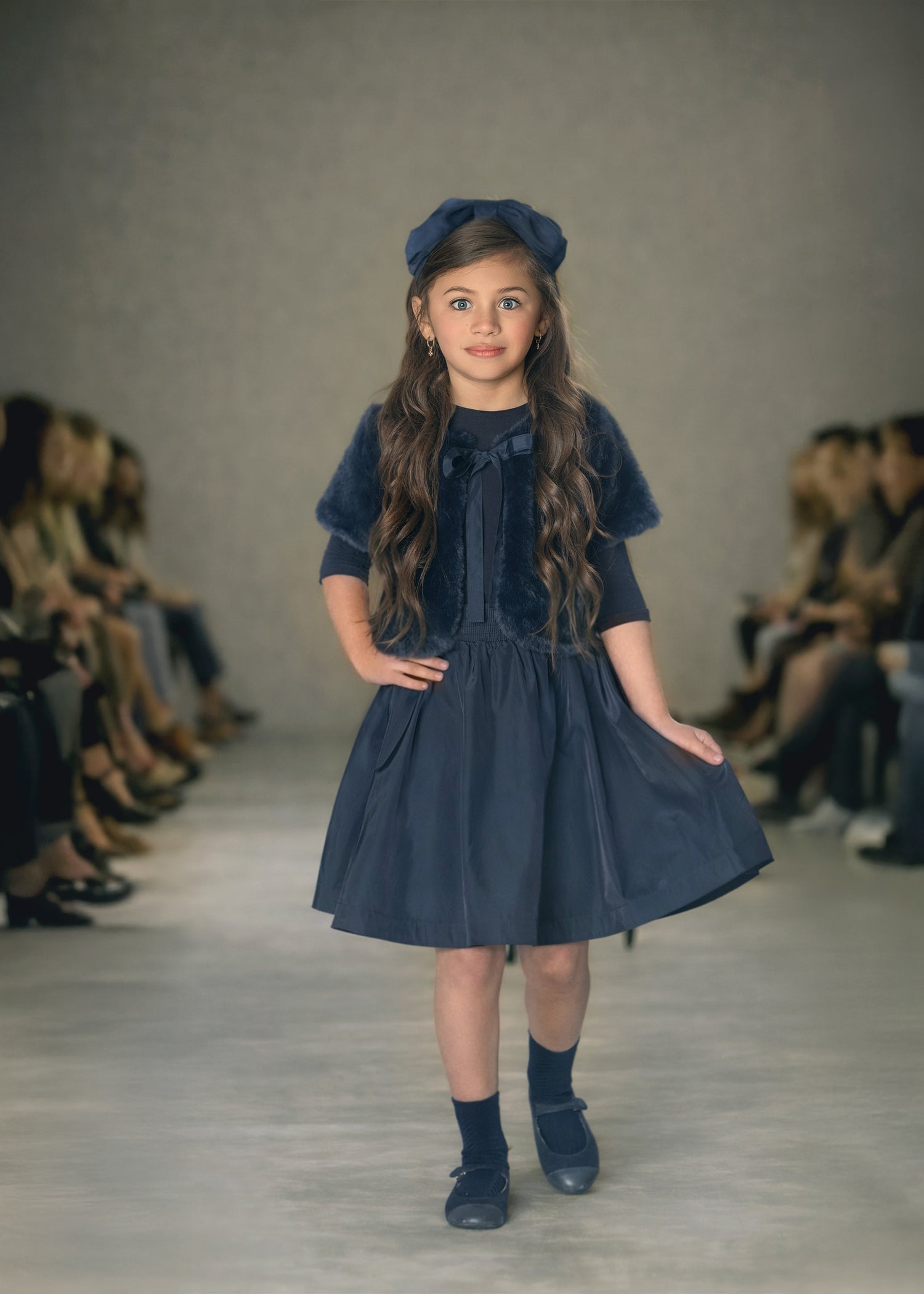 Fur Shrug with Taffeta Skirt