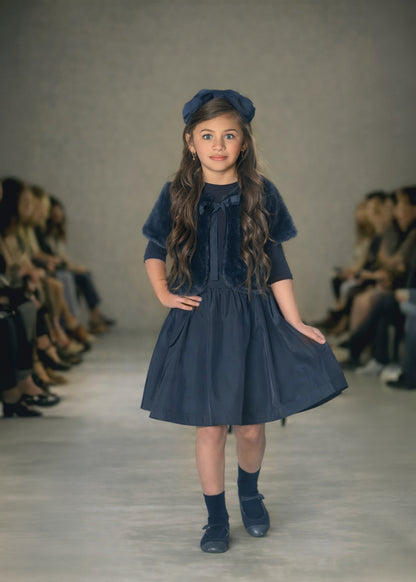 Fur Shrug with Taffeta Skirt
