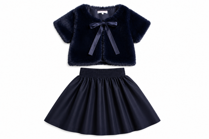 Fur Shrug with Taffeta Skirt