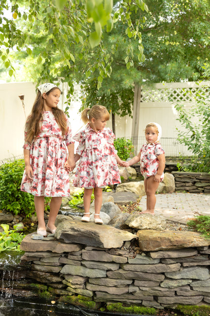 Ivory/Hotpink Print Romper