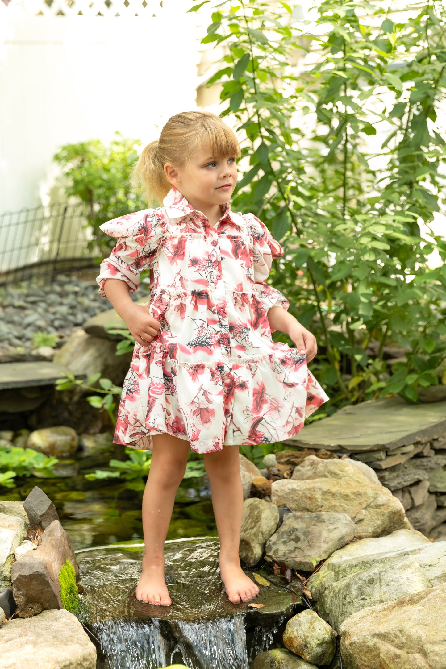 Ivory/hotpink Print Dress