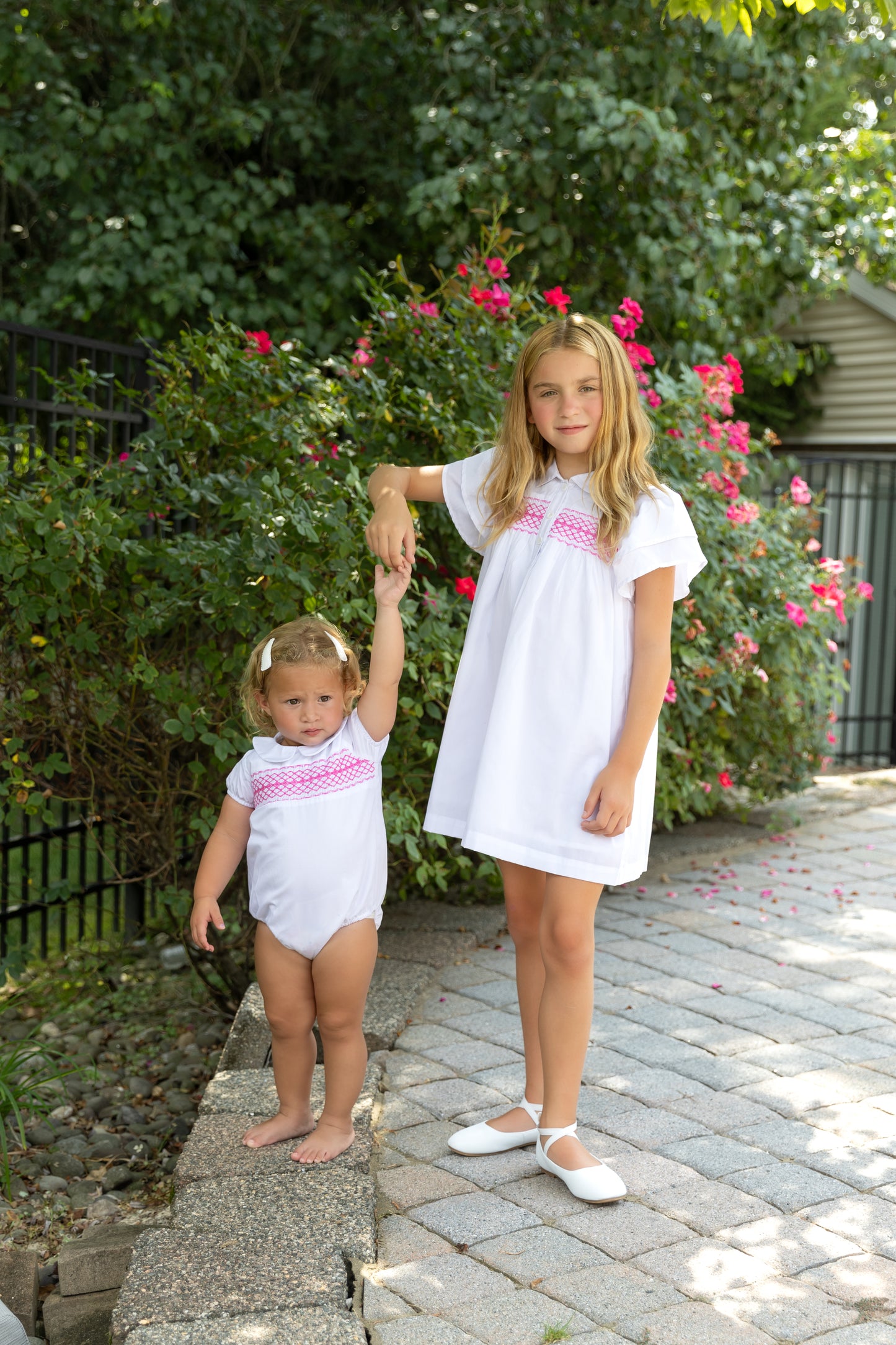 White Hotpink Smocking Dress