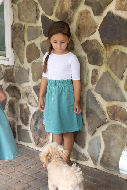Teal Denim Skirt