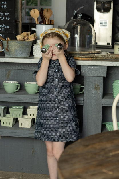 Black Denim Print Shirt Dress