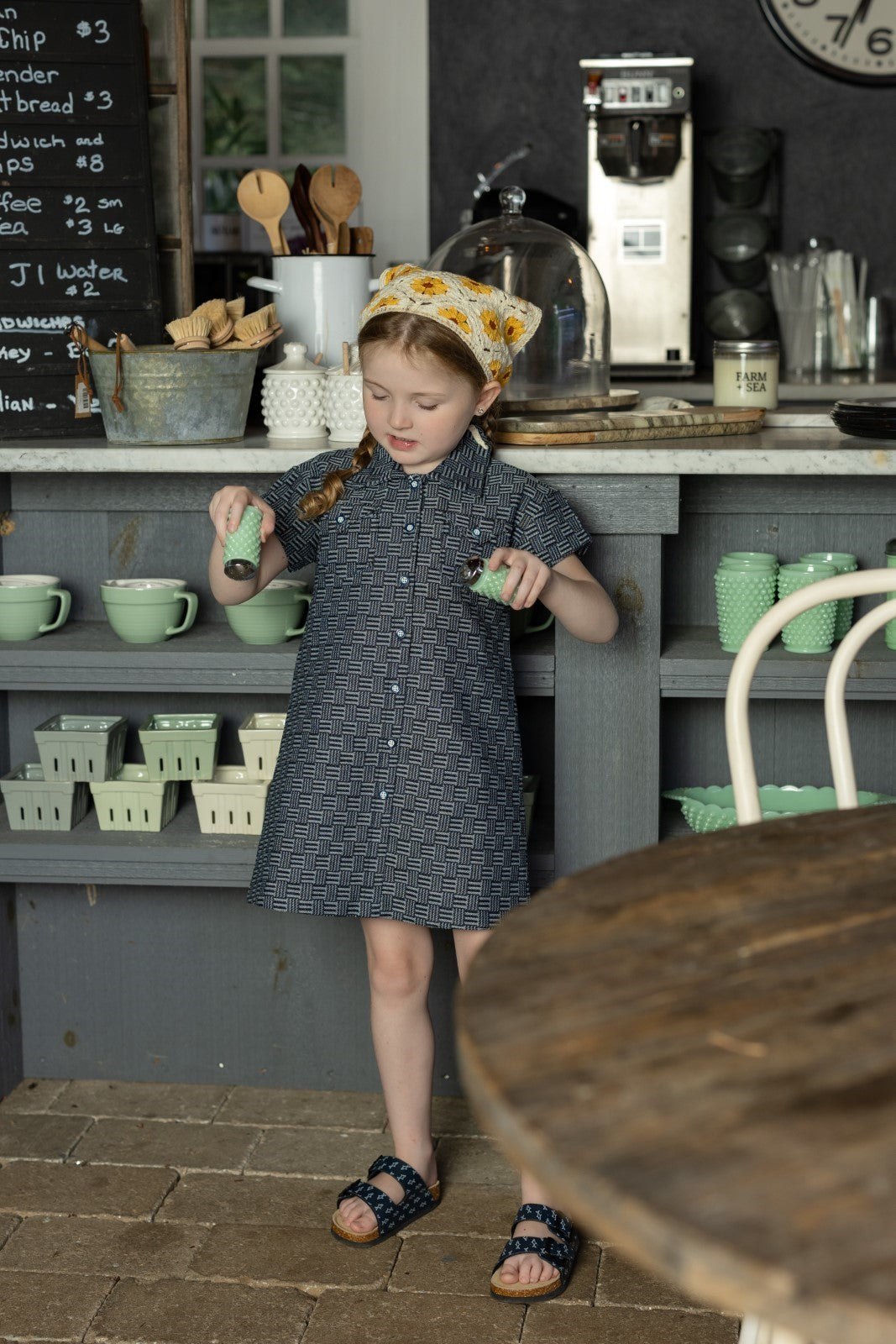 Black Denim Print Shirt Dress