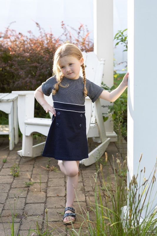 Navy Pinstripe Denim Dress